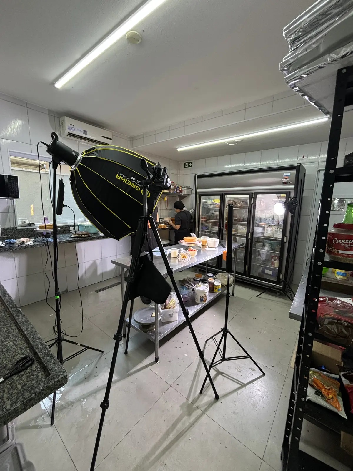 Visão superior de set para produção gastronômica